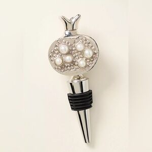 ANTHROPOLOGIE NWT Delphine pomegranate pearl bottle stopper -silver
